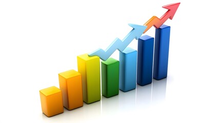 A stock market chart showing increasing revenue trends