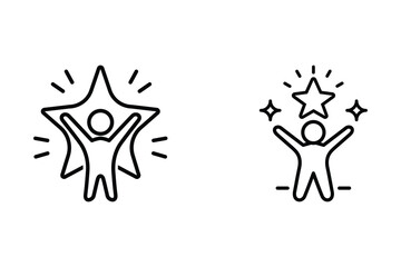 Youth empowerment icon figure reaching star symbolises success, achievement, potential, aspiration, and motivation