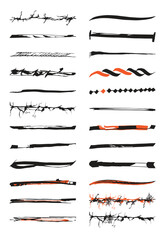 Collection of different Hand drawn halloween dividers sponky strokes isolated on white background. Collection of hand drawn templates. Can be used and edit easily. Perfect for digital art, banners.