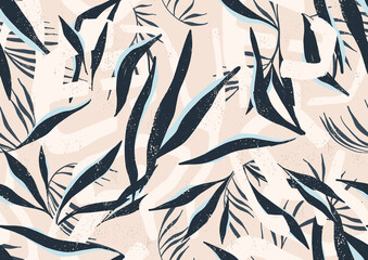 Dusty Abstract Botanicals Seamless Floral Pattern in Dusty Colors - Hand Drawn	