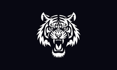 Tiger head illustration, angry tiger vector