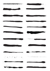Collection of different Hand drawn black color ink brush strokes isolated on white background. Collection of hand drawn templates. Can be used and edit easily. Perfect for digital art, banners. EPS 10