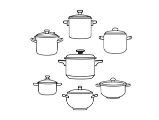 Pressure cooker line art detailed sketch of kitchen appliance