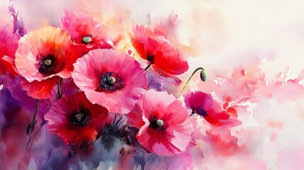 red poppy flowers in spring