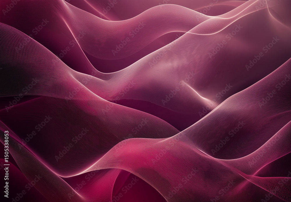 Poster dark pink and burgundy abstract wavy lines with fluid shapes and smooth curves, elegant high-resolut