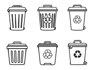 recycling bin line art simple clean outline vector design graphic