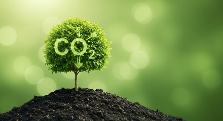 Carbon capture tree planting for climate change solutions and co2 reduction initiative concept design