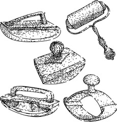 ink blotter set sketch hand drawn vector © PikePicture