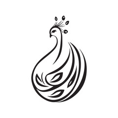 Vector illustration of a mythical peacock with a beautiful and detailed tail, depicting elegance, magic and symbolic power isolated on white background.