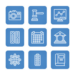Multimedia icon set collection. Editable stroke. Vector illustration