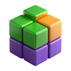 Obraz premium Vibrant 3d illustration of colorful cubes stacked in a geometric abstract configuration