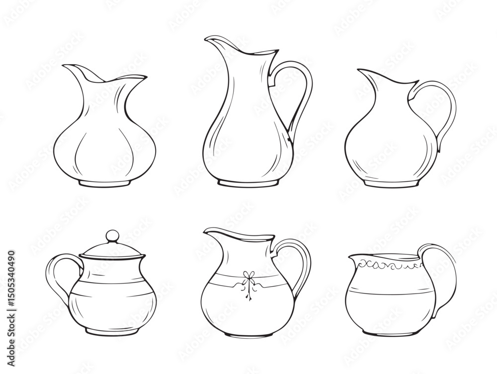Poster simple pitcher line art perfect for clean stock vector graphics