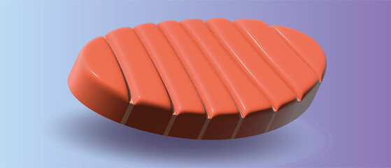 Grilled meat steak, 3d illustration with food isolated