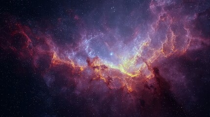 Fototapeta premium Celestial Tapestry Vibrant Cosmic Clouds of Pink, Purple, and Orange in a Starry Nebula