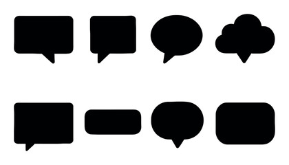 Collection of various speech bubble icons in black silhouettes