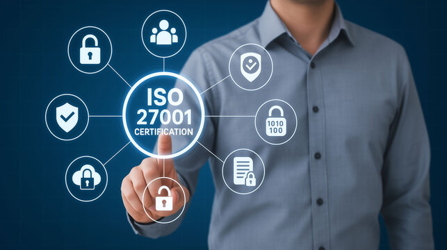 ISO 27001 information security management systems ISMS standard concept outlining requirements for establishing, implementing, and maintaining secure information assets