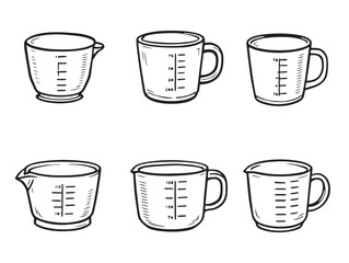 clean line art measuring cups collection for culinary projects