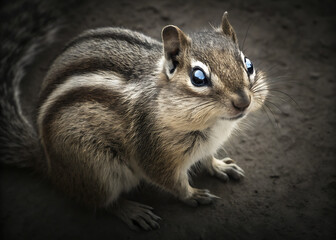 Obraz premium Close-up of a chipmunk with striking blue eyes.