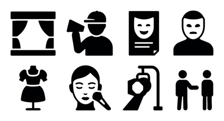 Theater icons representing various aspects of performing arts