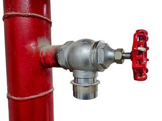 Fire hydrant valve with red handle, great for industrial safety, fire safety, industrial equipment,...