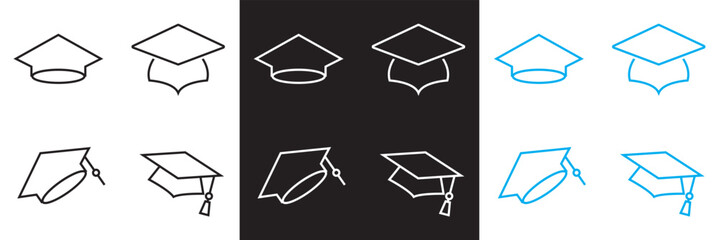 Traditional Graduation Hat icon. Graduation cap or Mortarboard icon symbol.  Vector for websites, mobile interfaces, presentations, banner, visual branding etc. Vector illustration. EPS 10