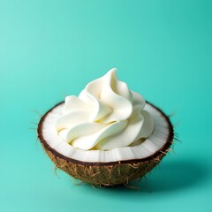 Tranquil Coconut Cream Delight on Vibrant Teal