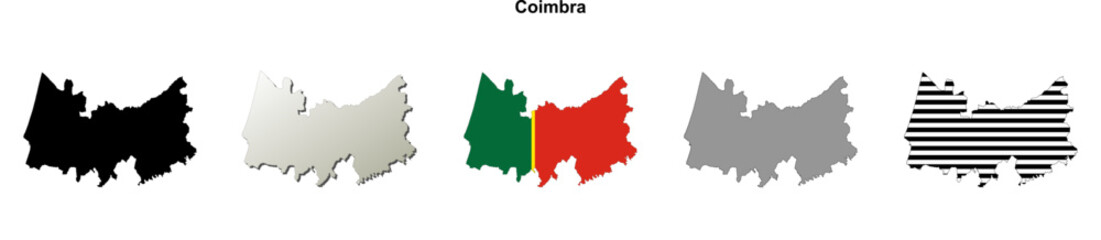 Coimbra district blank outline map set