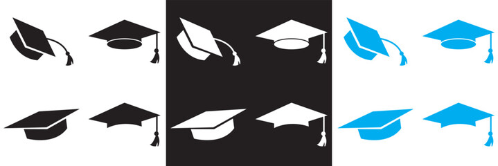 Traditional Graduation Hat icon. Graduation cap or Mortarboard icon symbol.  Vector for websites, mobile interfaces, presentations, banner, visual branding etc. Vector illustration. EPS 10