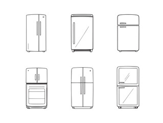creative refrigerator line art outline for stock vector