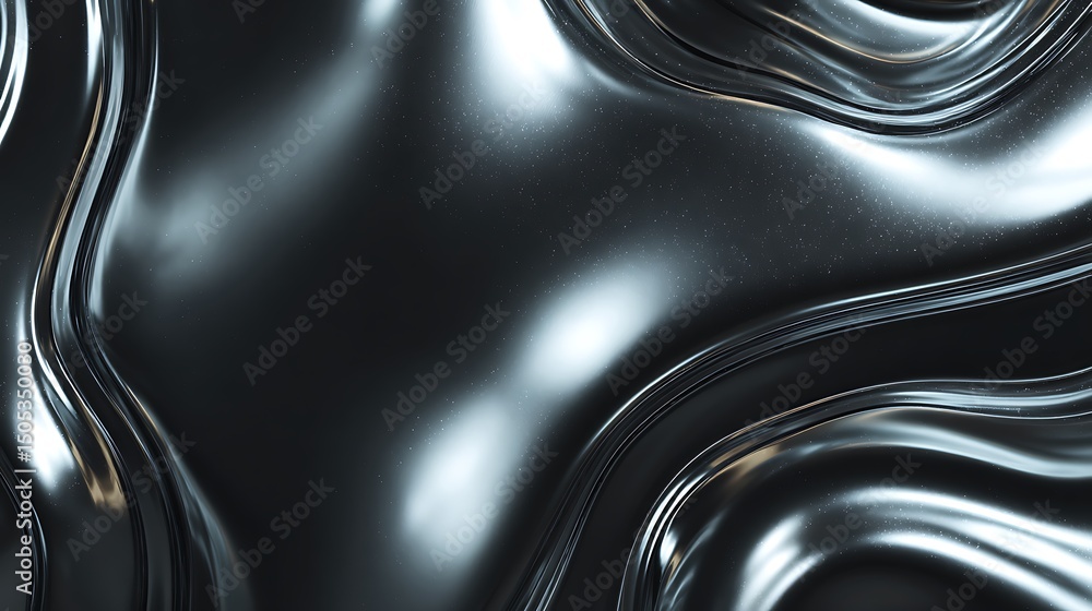 Poster abstract metallic surface texture with wavy flowing pattern