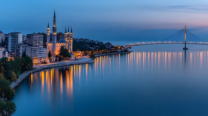 Obraz premium mosque at sunset