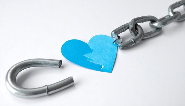 Stylized Broken Chains with Blue Heart Symbol for World Day Against Trafficking in Persons