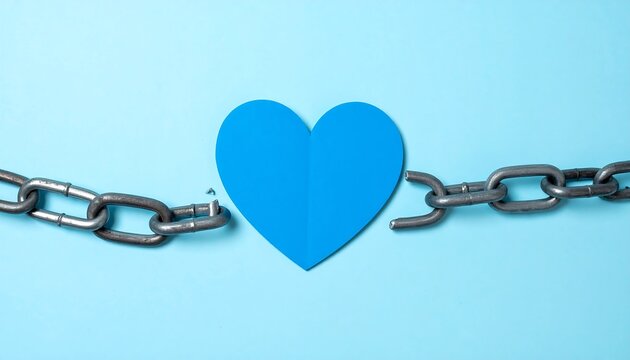 Stylized Broken Chains with Blue Heart Symbol for World Day Against Trafficking in Persons