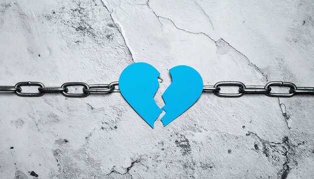 Stylized Broken Chains with Blue Heart Symbol for World Day Against Trafficking in Persons - Powered by Adobe