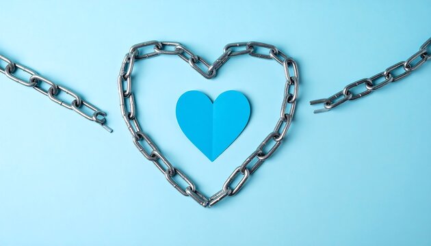 Stylized Broken Chains with Blue Heart Symbol for World Day Against Trafficking in Persons