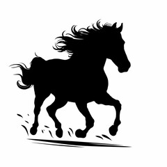 Silhouette of galloping horse vector illustration