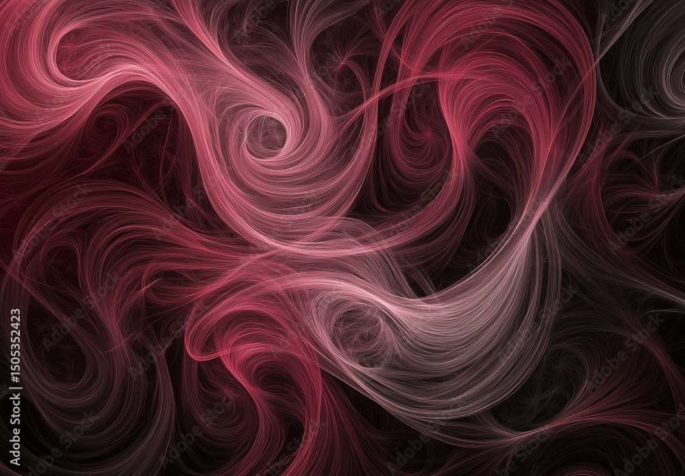 Poster dark pink and burgundy abstract wavy lines with fluid shapes and smooth curves, elegant high-resolut