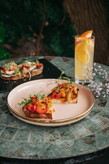 Hot with dressing and fresh vegetables