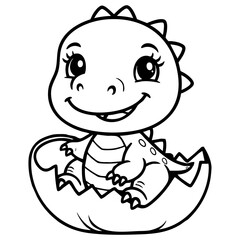 Cute Baby Dinosaur Hatching from Egg Coloring Page