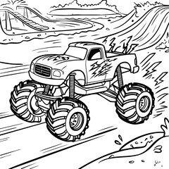 Monster Truck Racing Across a Muddy Off-Road Track © Anditii Creative