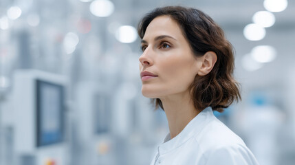 doctor in modern laboratory engaged with advanced medical equipment emphasizing device