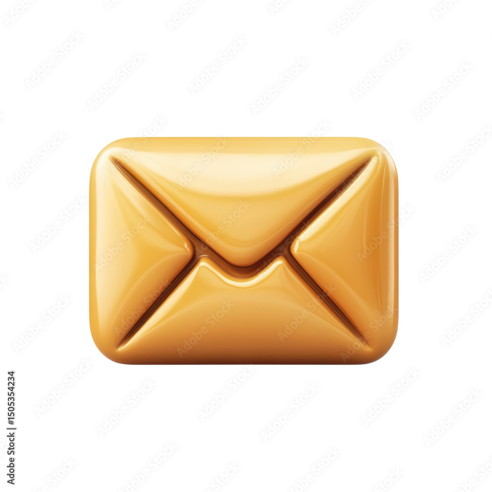 Aufkleber a gleaming golden envelope icon representing digital correspondence and on transparent background