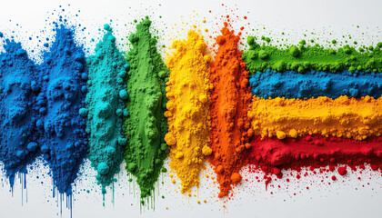 Fototapeta premium Vibrant powder color explosion abstract background in striking shades for artistic designs