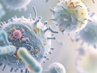 Microscopic View of Cells, Viruses, or Bacteria, Illustrating Biology and Medicine.
