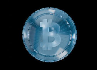 3d blue dispersed  glass coin render