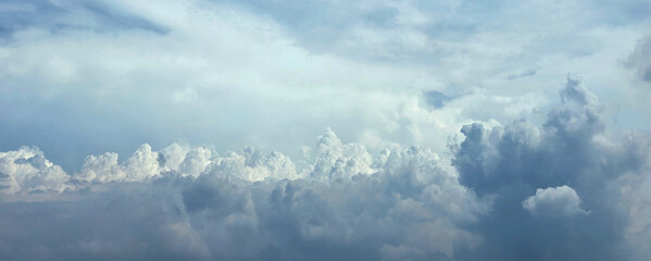 Summer or rainy season blue sky cloud gradient light white background. Beauty clear cloudy in sunshine. Blue sky and white cloud, fluffy cloudy sky background. Beautiful landscape	