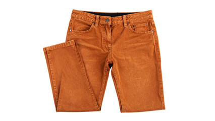 Blue denim jeans, a casual fashion garment, isolated on a white background