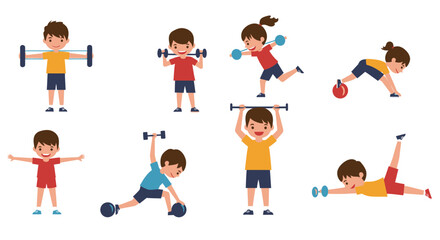 Fototapeta premium Joyful Children Engaging in Diverse Fitness Activities