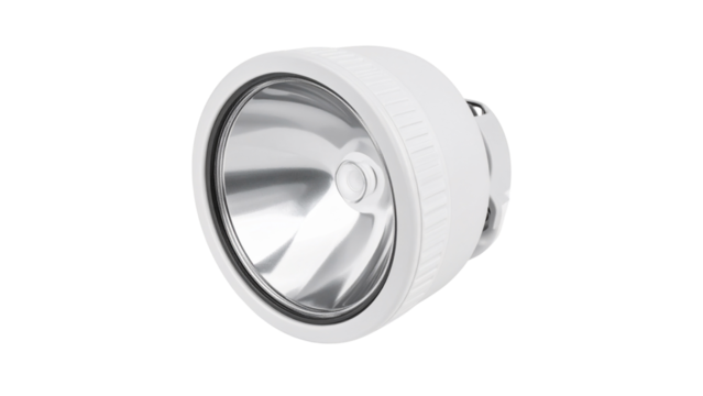 Bright, isolated small electric torch with two silver metal balls