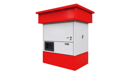 Red isolated 3D model of a house mailbox, a symbol of communication and design
